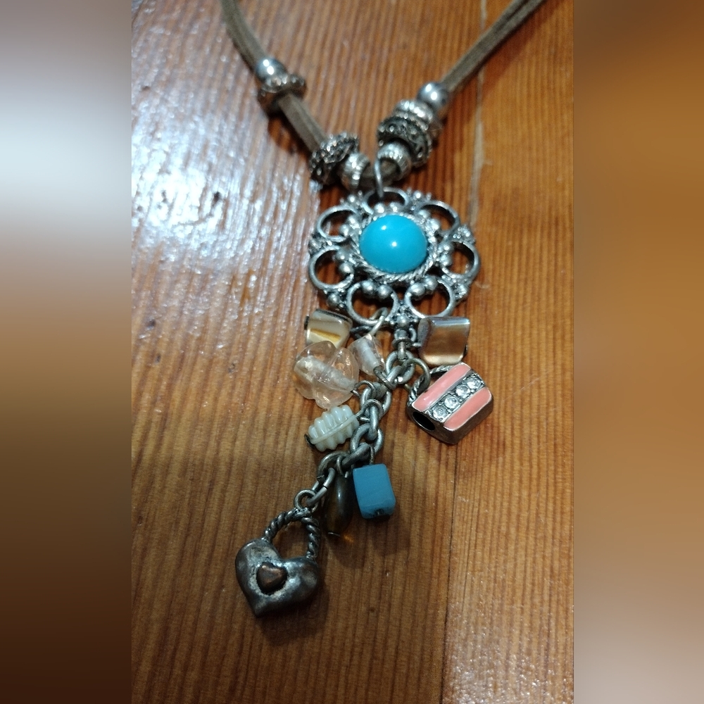 Bohemian Silver and Turquoise Pendant Necklace - Picture 2 of 4